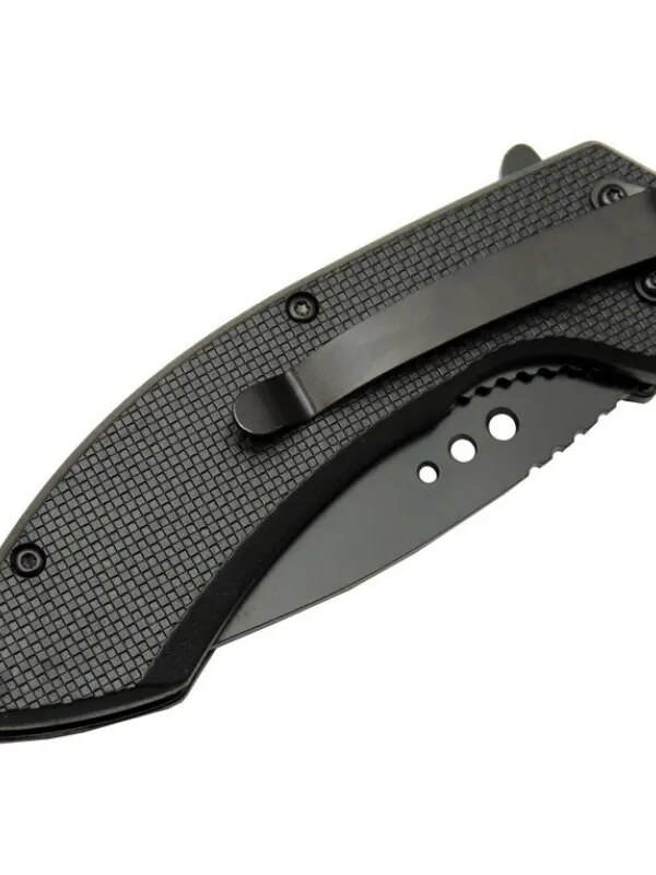 Mtech 4215 Kırmızı Kamp Çakı 20cm- Yarı Otomatik, Kemerlikli, Oluklu