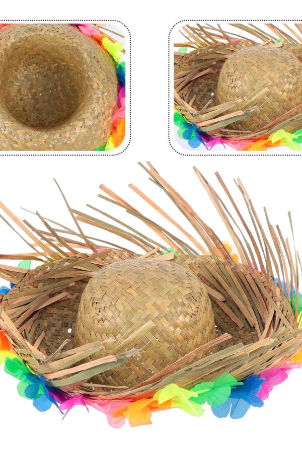 Naturel Renk Püsküllü Örme Hasır Hawaii Luau ha  13x36 cm