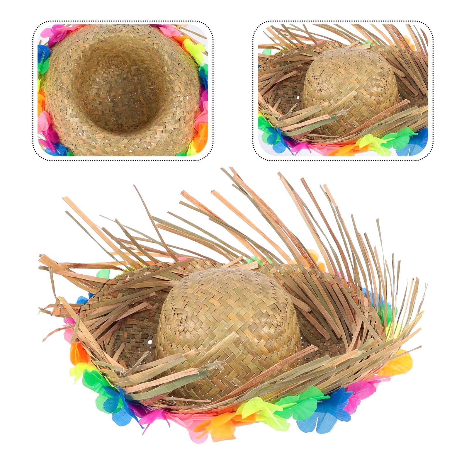 Naturel Renk Püsküllü Örme Hasır Hawaii Luau ha 13x36 cm