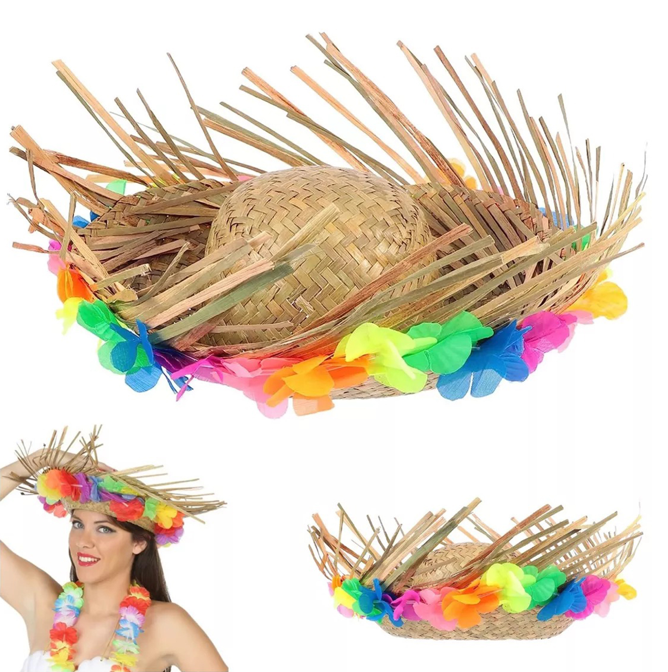 Naturel Renk Püsküllü Örme Hasır Hawaii Luau ha 13x36 cm - Görsel 2