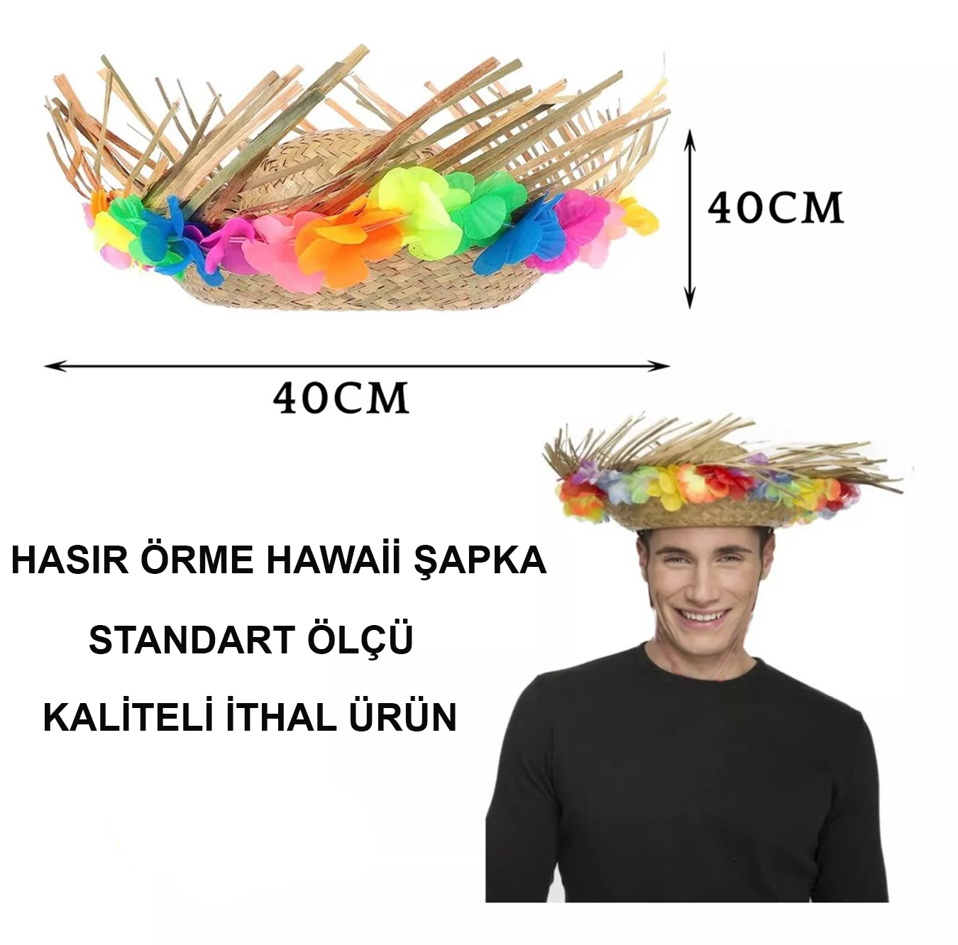 Naturel Renk Püsküllü Örme Hasır Hawaii Luau ha 13x36 cm - Görsel 4