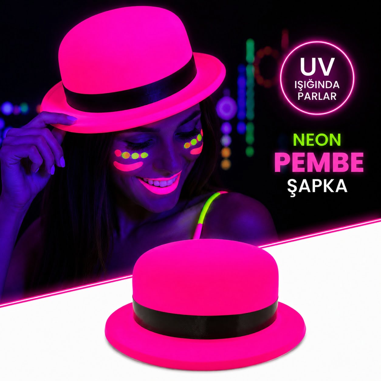Neon Pembe UV Parti sı Plastik