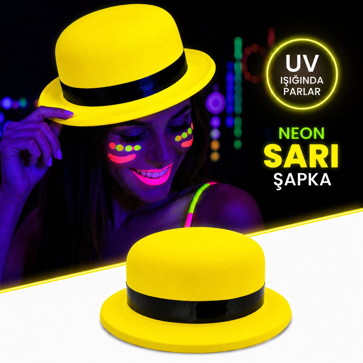 Neon Sarı UV Parti sı Plastik