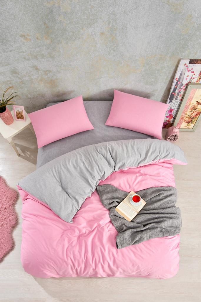 Düz Renk Pembe Çift Kişilik Nev Takımı