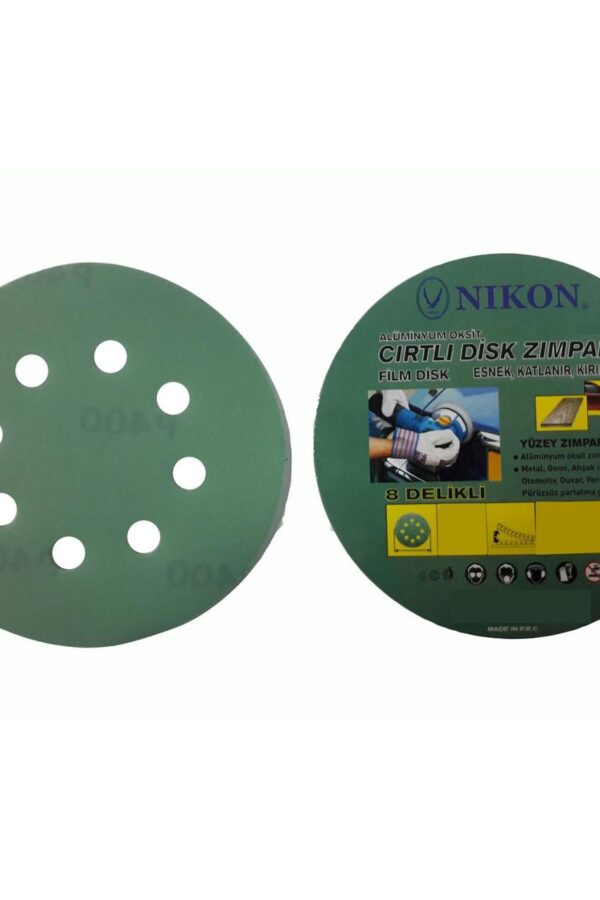 Nikon 52042 Kırılmaz Yeşil Cırt Zımpara 125X280 Kum 8 Delikli