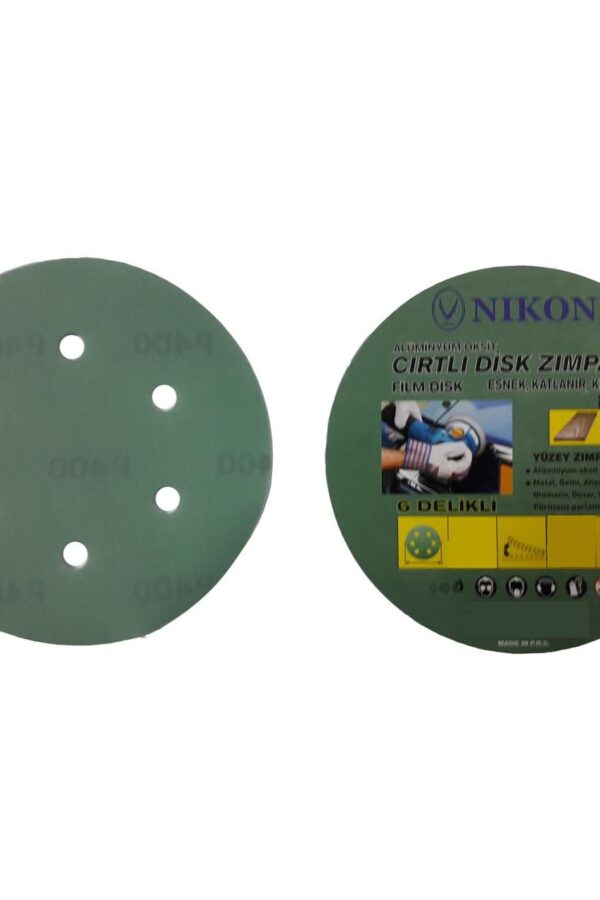Nikon 52072 Kırılmaz Yeşil Cırt Zımpara 150X600 Kum 6 Delikli