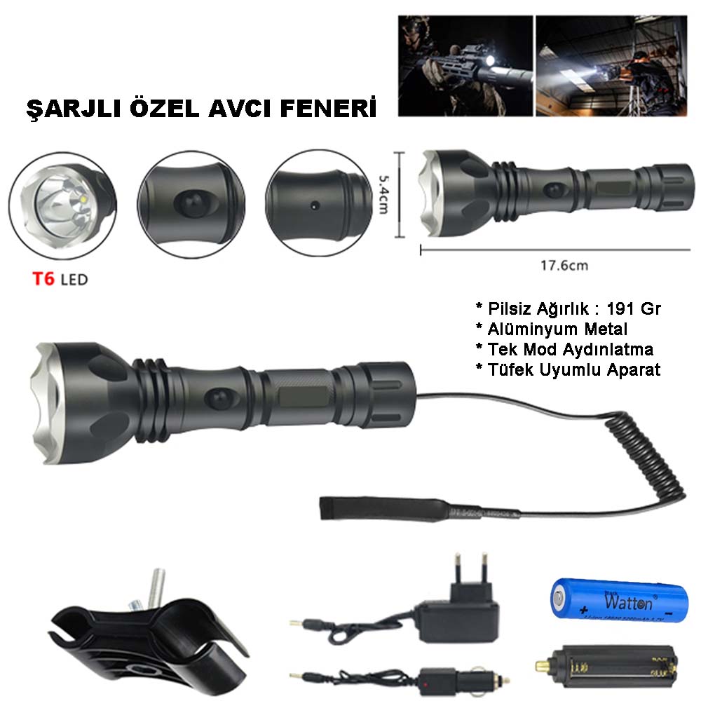 600 Lümen Tx6 Şarjlı Özel cı Feneri Wt-253