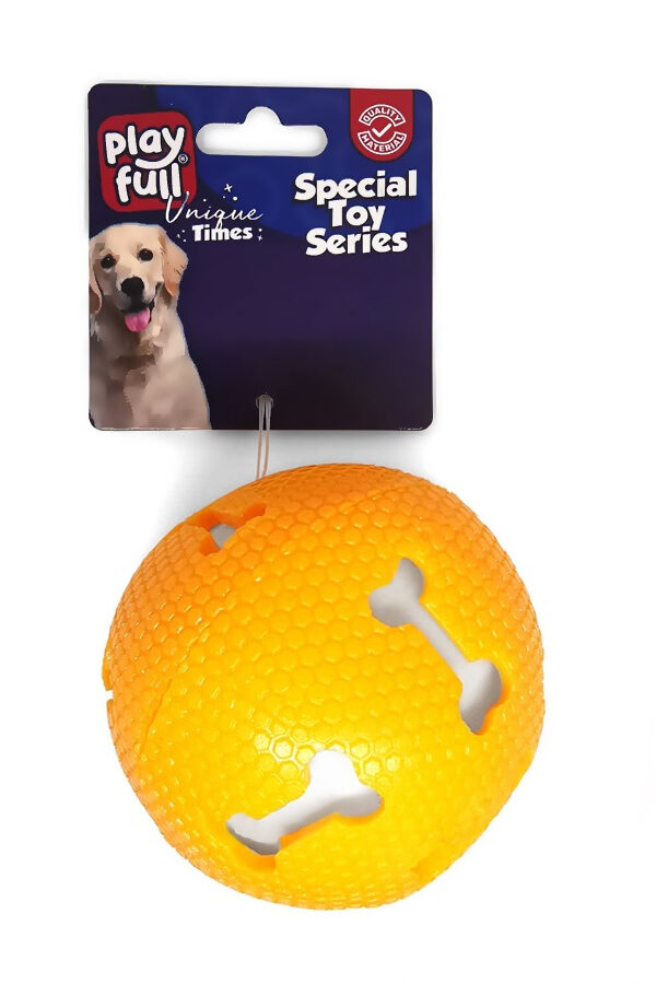 Sesli Kemik Desenli Plastik Top Köpek Oyuncağı 7,5 Cm Tcu