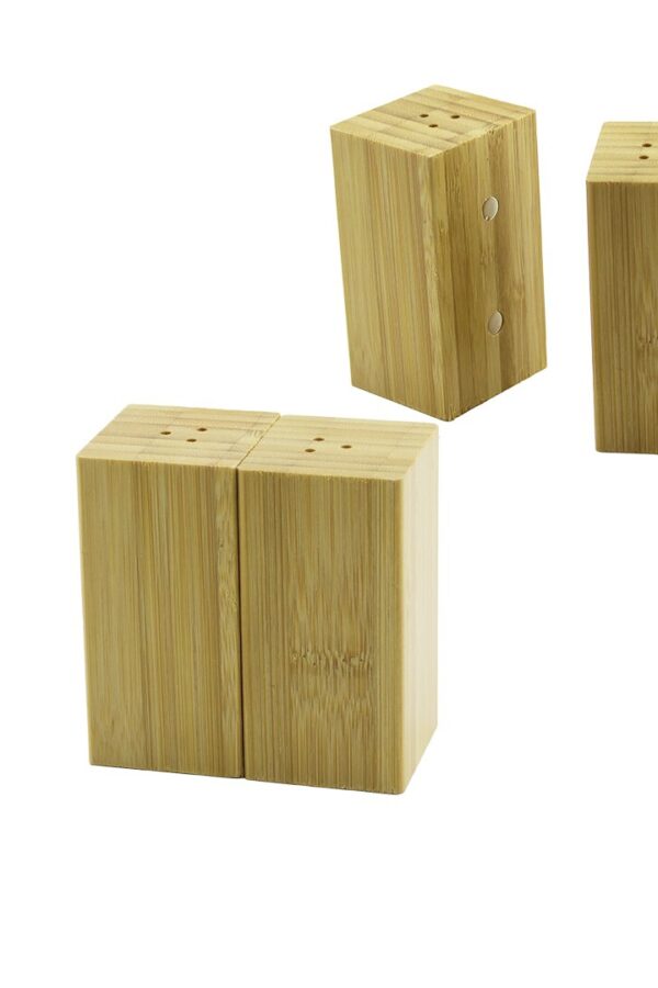 BAHARATLIK TUZLUK 4.5X5CM Y:9CM 2Parça MIKNATISLI İKİZ AHŞAP BAMBU  BAHARATLIK TUZLUK