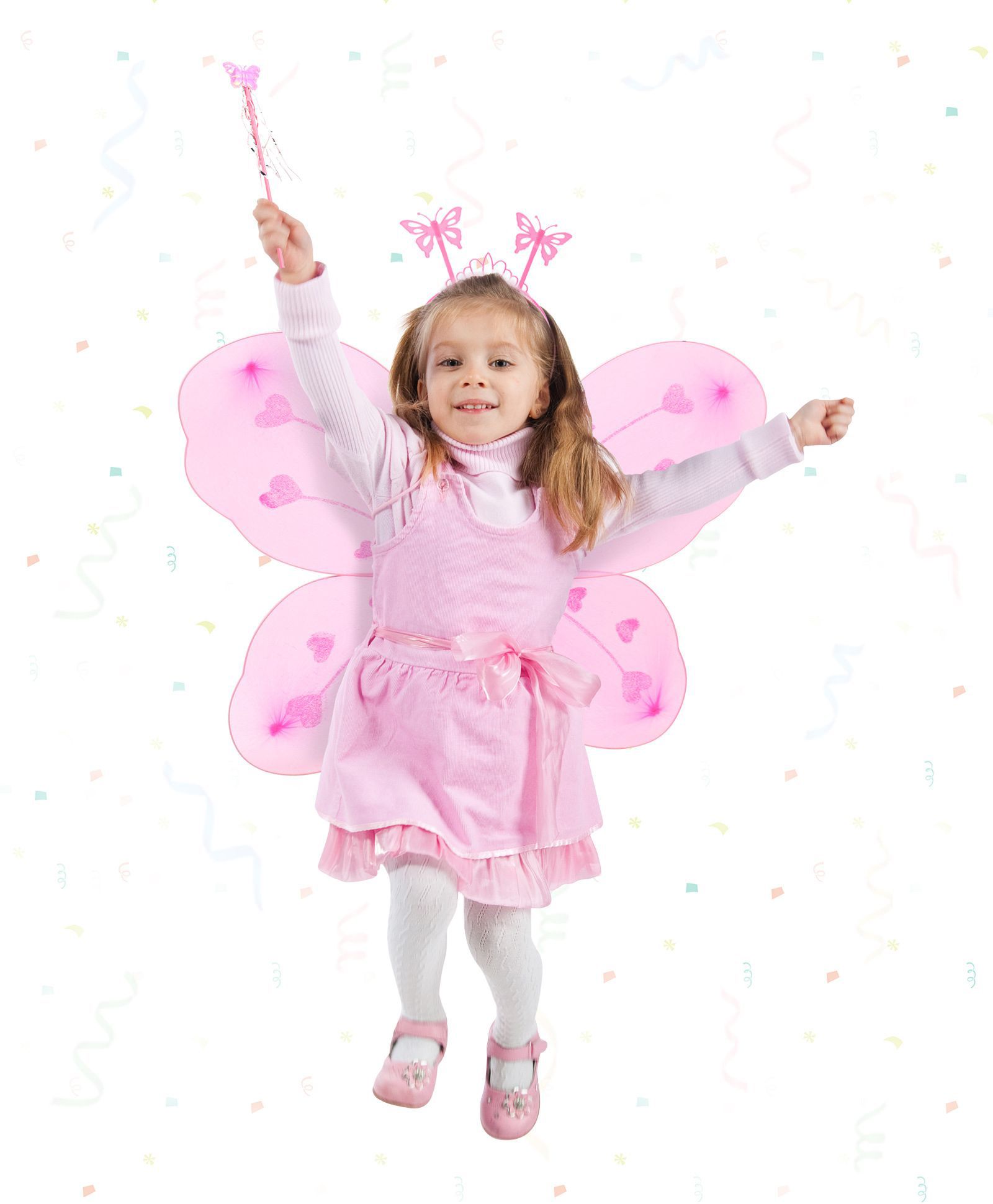Pembe Kelebek Kız Seti – 50 cm Kelebek Kanadı, Taç ve Asa - Görsel 2