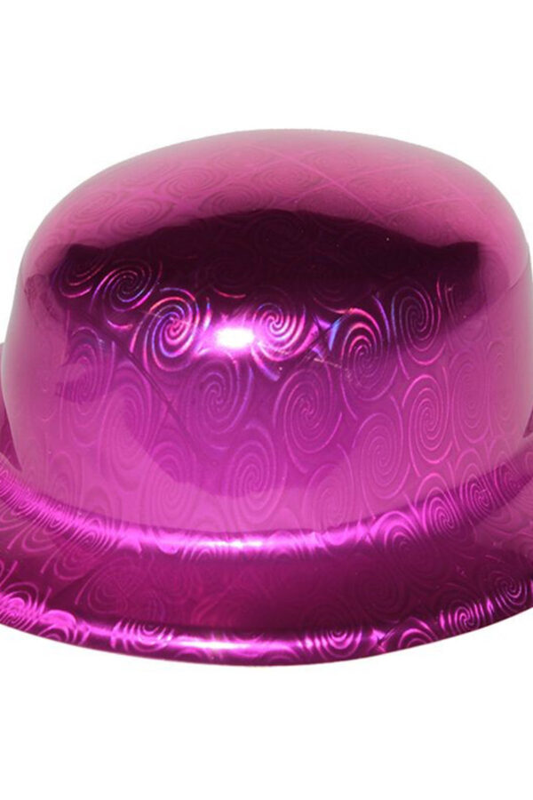 Pembe Renk Hologramlı Plastik Yuvarlak Melon 27x24 cm