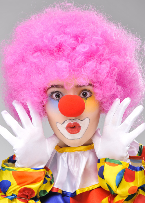 Pembe Renk Kıvırcık Afro Bonus Peruk Takma  ve Kırmızı B Seti