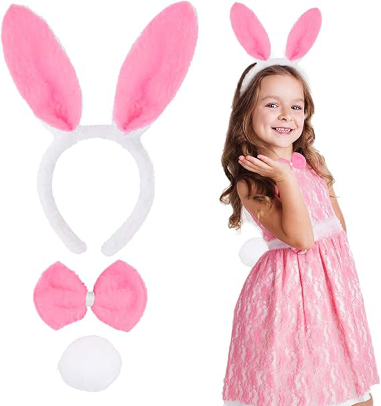 Pembe Tşan Kostüm Seti – Taç, Papyon, Ponpon (12’li Paket) - Görsel 2