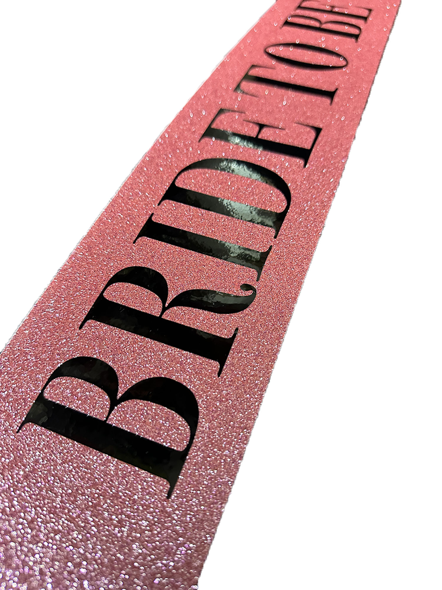 Pembe Üzeri Siyah Büyük Bride To Be Yazılı Simli Işıltılı Kuşak Kemer 10 cm Genişlik - Görsel 3