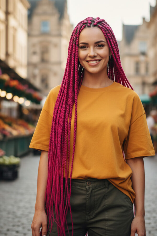 Afrika Örgüsü Ve Rasta İçin Sen  / Koyu Fuşya