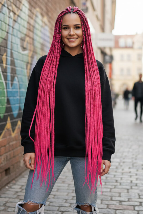 Afrika Örgüsü Ve Rasta İçin Sen  / Koyu Pembe