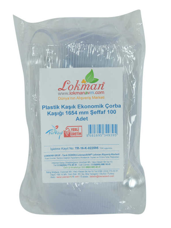 Plastik Kaşık Ekonomik Çorba Kaşığı 1654 mm Şeffaf 100 Adet 1 Paket