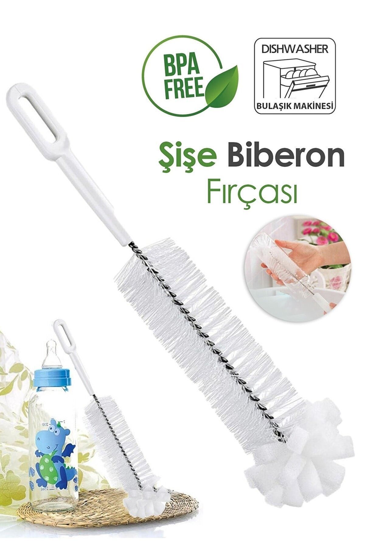 Premium Lüks Şişe ve Biberon Fırçası - Ultra Dalı Profesyonel Temizlik & Kristal Parlaklık - Görsel 2