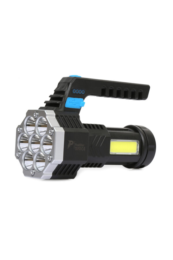 PS-3879 USB Şarj Göstergeli Şarj Edilebilir 7*XPE +COB Led