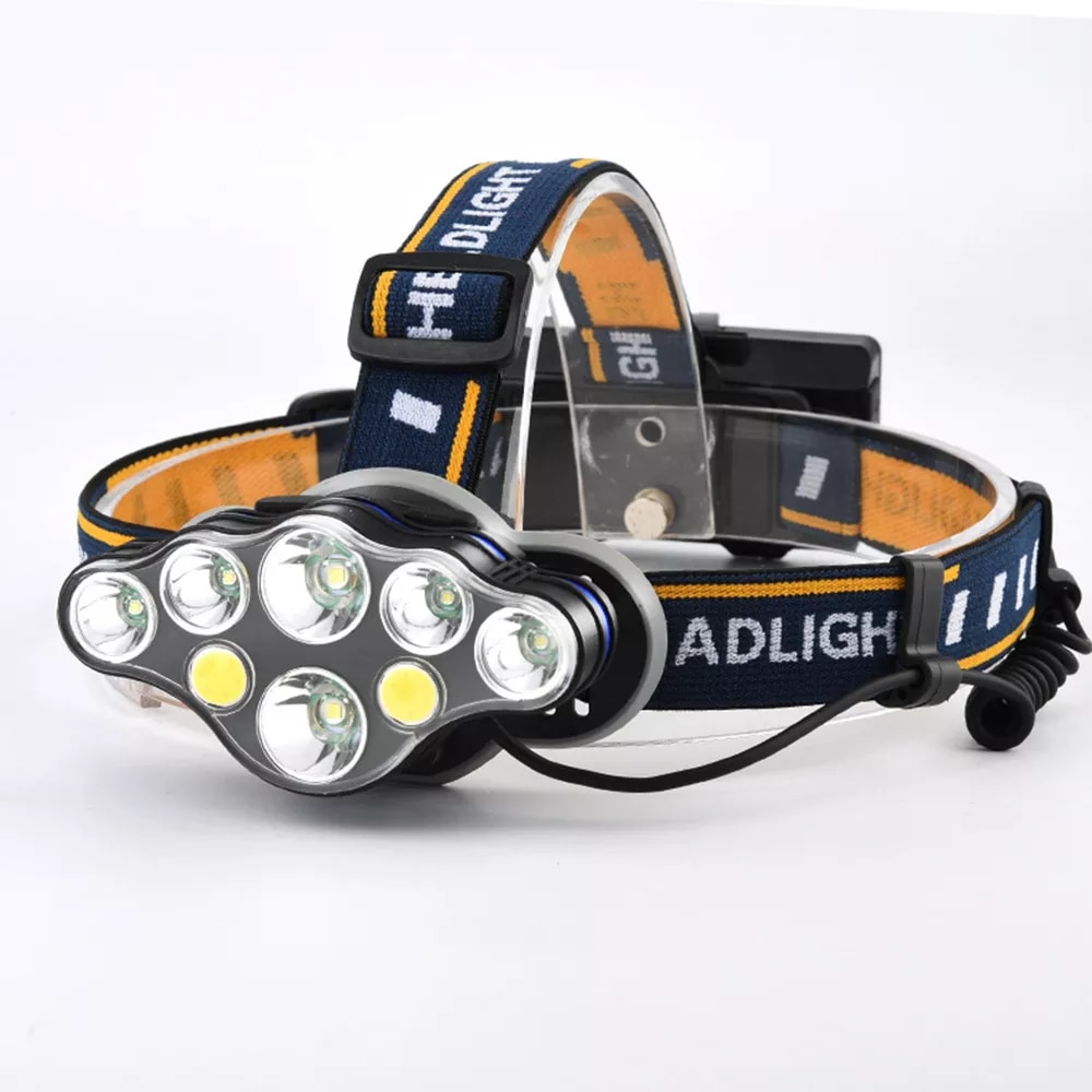PS-888 Güçlü USB Şarj Edilebilir Profesyonel 8 Modlu 6000 Lümen 8 LED Su Geçirmez Kafa Lambası - Görsel 3