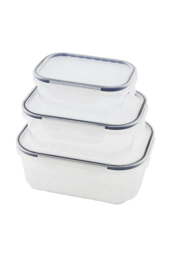 3PCS SIZDIRMAZ SAKLAMA KABI SETİ ŞEFFAF KAP BUĞULU CONTALI KAPAK 500 1000 1700ML