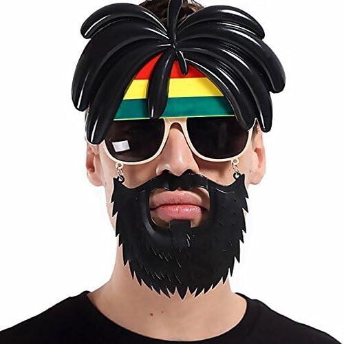 Rasta Peruklu Rasta Sakallı Bob  Bıyıklı Parti Gözlüğü 27x18 cm