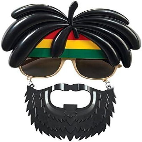 Rasta Peruklu Rasta Sakallı Bob Bıyıklı Parti Gözlüğü 27x18 cm - Görsel 3