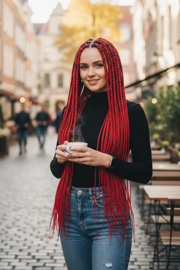 Afrika Örgüsü Ve Rasta İçin Sen  / Kırmızı