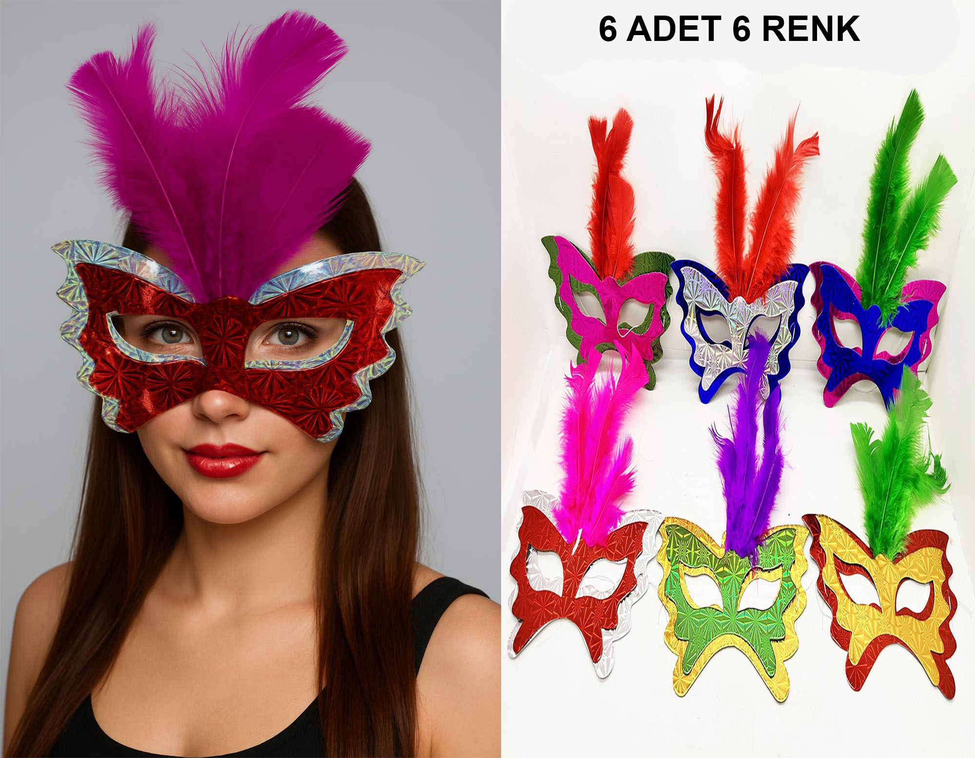 Renkli Parti si 6'lı | lü Karton Seti (Lastikli)