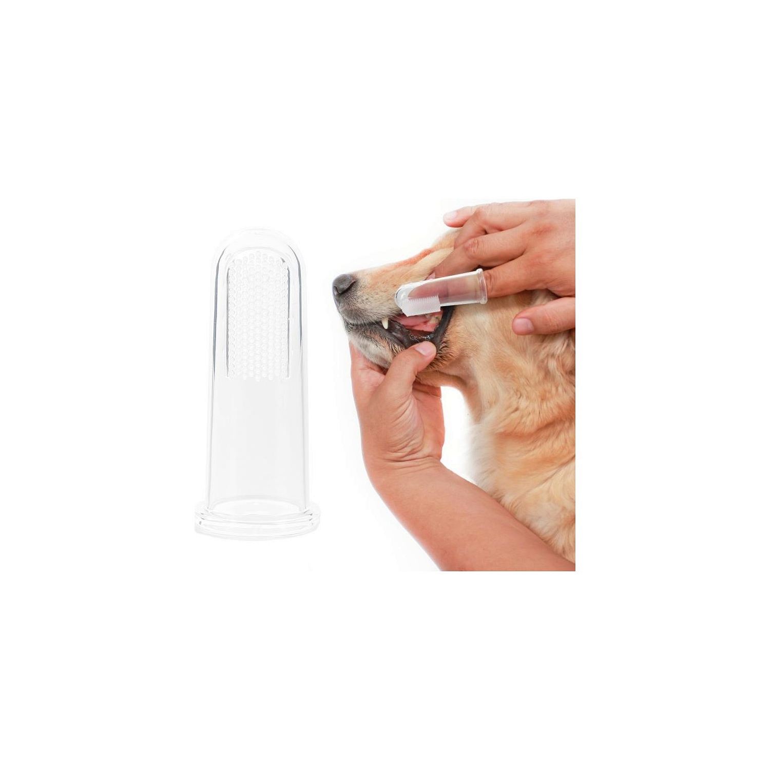 Kedi ve Köpek Parmak Diş Fırçası 5.5 cm Pembe - Görsel 3