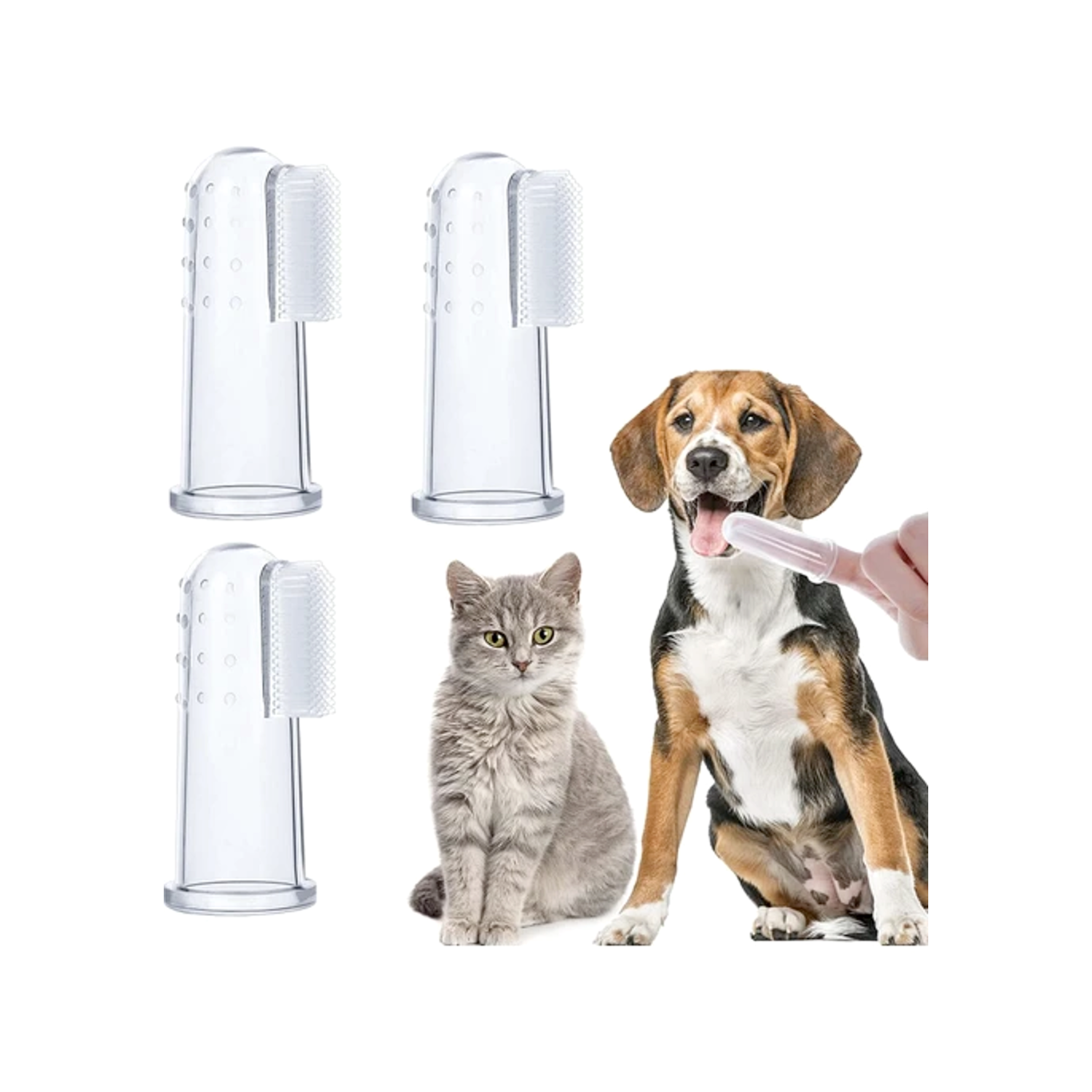 Kedi ve Köpek Parmak Diş Fırçası 5.5 cm Pembe - Görsel 4