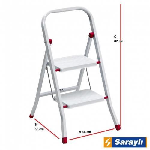 Saraylı Pratik Metal Merdiven Beyaz 2 Basamaklı - Görsel 2