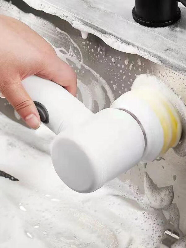 Magic Brush 5 in 1 Kablosuz Şarjlı Temizlik Fırçası | Çok Amaçlı Döner Başlıklı Elektrikli Banyo,  ve Fayans Temizleme Seti