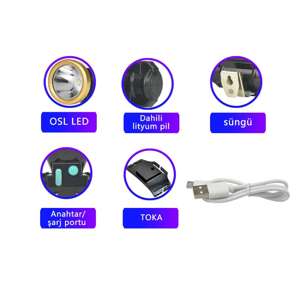 Şarjli Baret Lambasi Osl Led WT-065 - Görsel 4