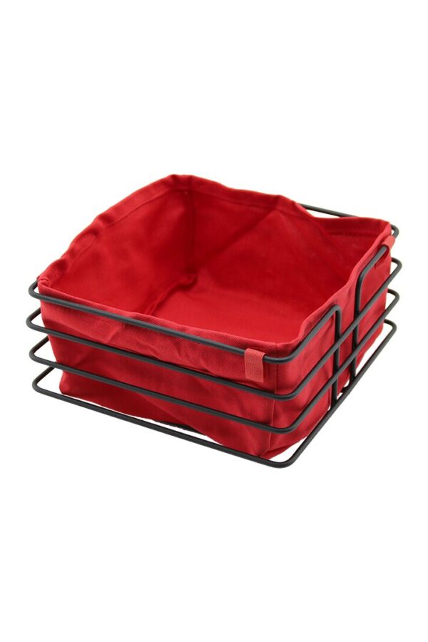 KARE SİYAETAL KIRMIZI BEZLİ  SEPETİ 20X21CM DERİNLİK 10.5CM
