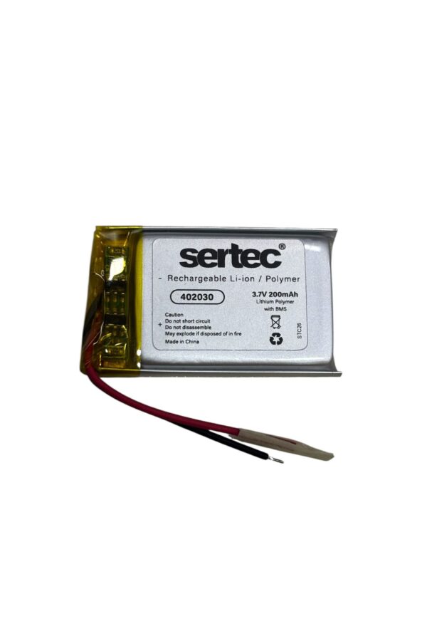 Sertec 402030 3.7V 200mAh Li-Polymer Pil (Devreli/1.5A)