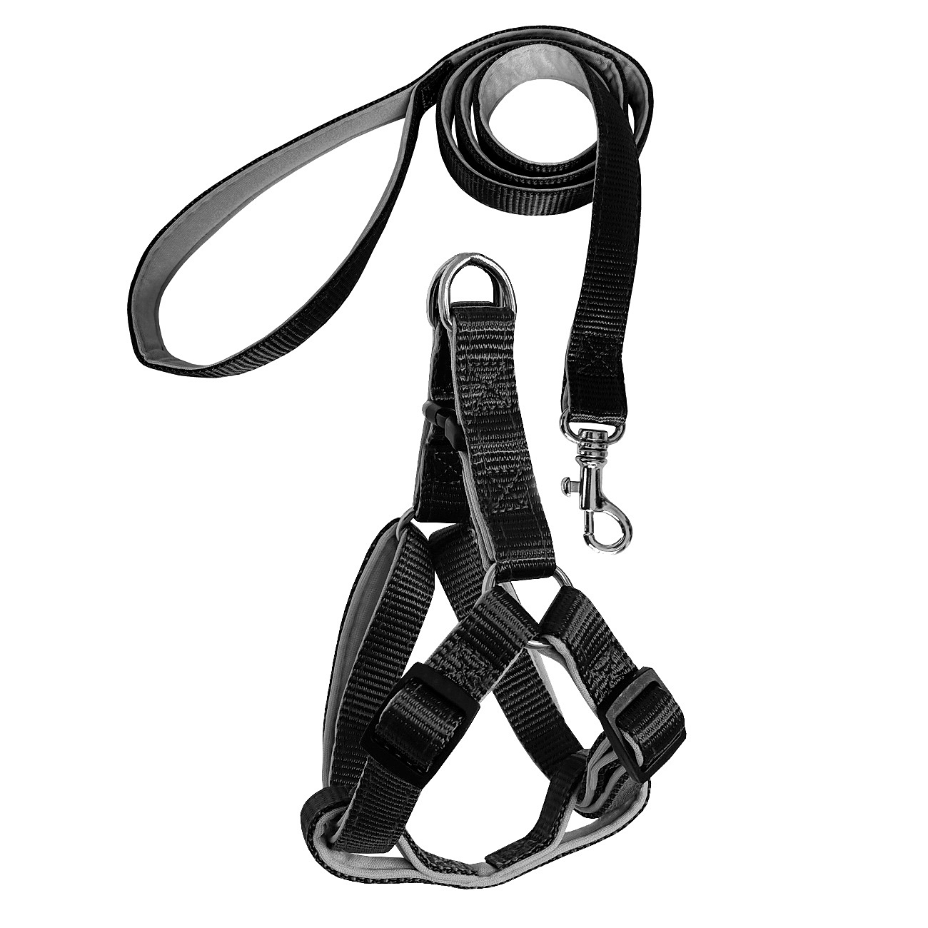 Gezdirme Kayışlı Dokuma Köpek Göğüs Tasma Seti 32*47-110 cm Siyah - Görsel 5