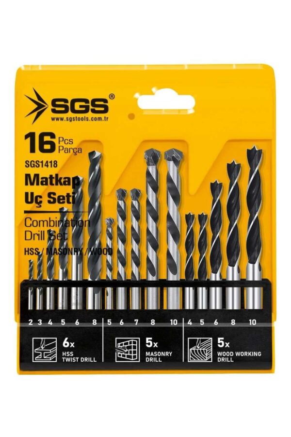 1418 Ahşap Metal B Matkap Ucu Seti 16 Parça