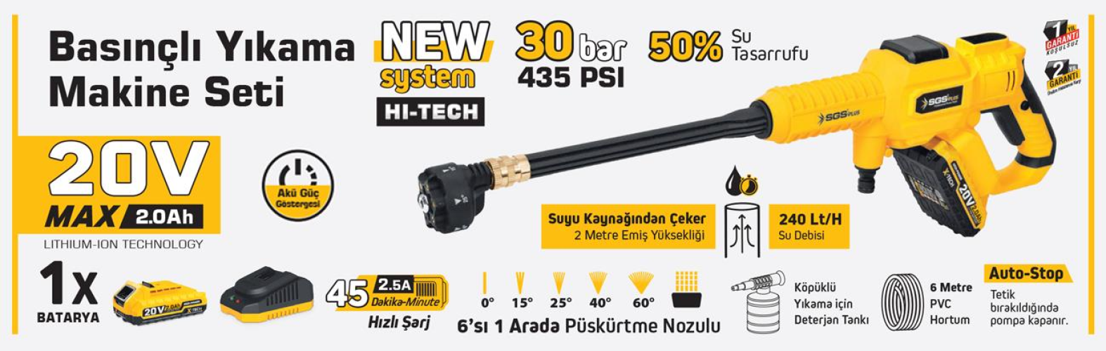 5410 Akülü Basınçlı Oto Yı sı Seti 30 Bar - Görsel 2