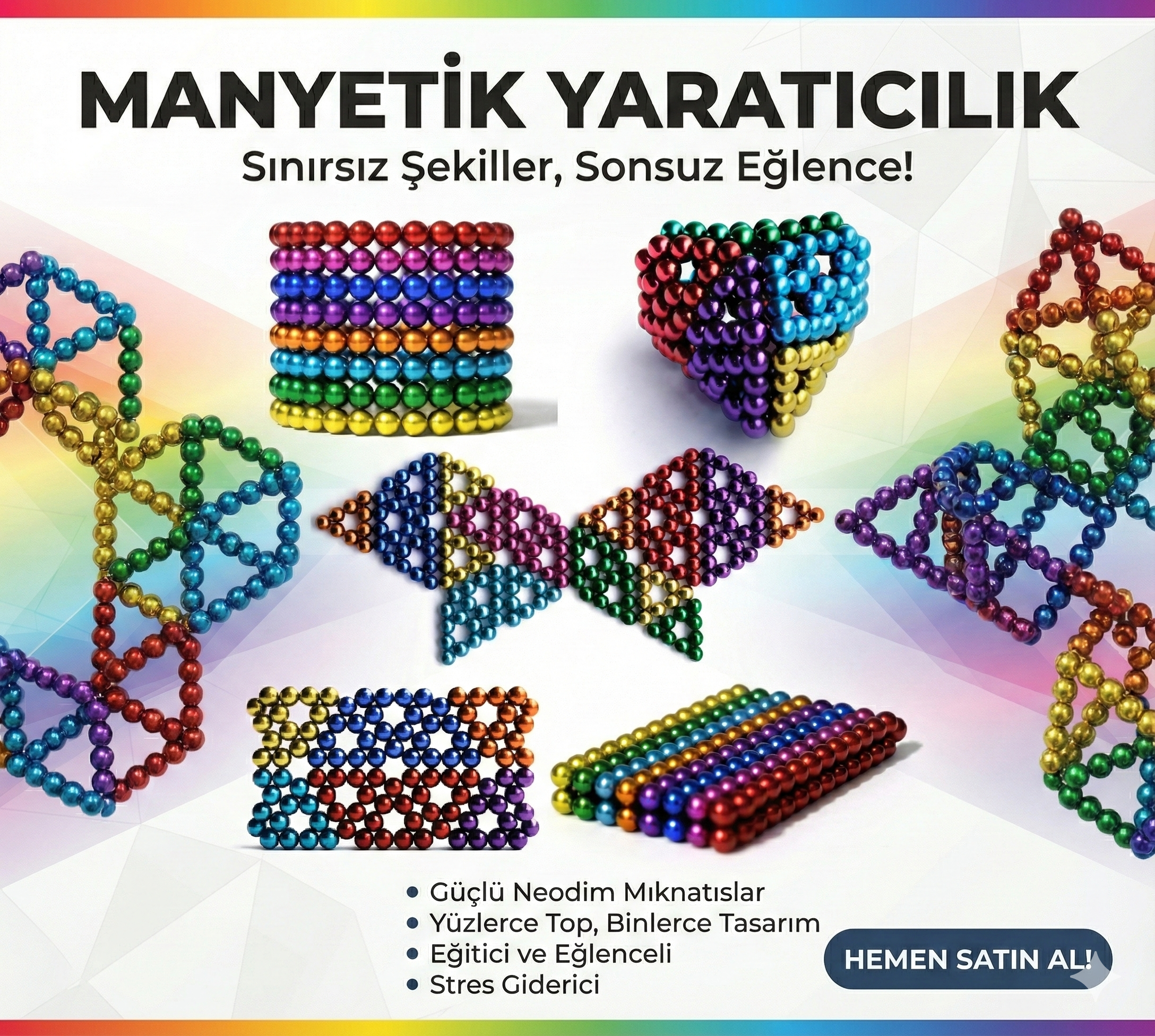 Sihirli Manyetik Toplar Dyum Mıknatıs Küp Bilye 216 Adet Cube Küp Dymium - Görsel 2