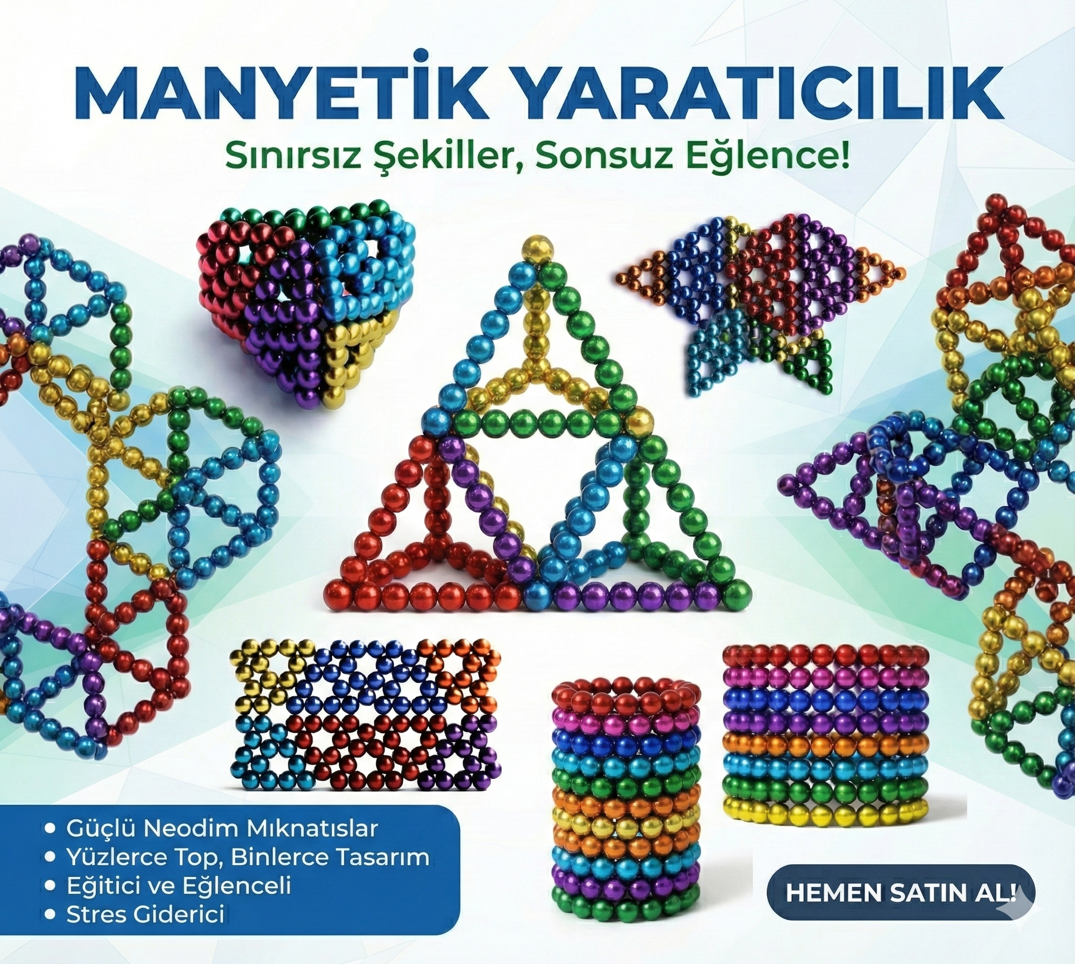 Sihirli Manyetik Toplar Dyum Mıknatıs Küp Bilye 216 Adet Cube Küp Dymium - Görsel 3