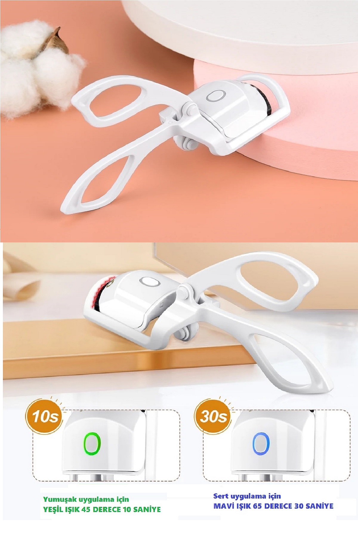 Uçlu Elektrikli Kirpik Kıvırıcı 2 Sıcaklık Modlu USB Şarjlı Kolay Rimel Kirpik Bigudisi - Görsel 4