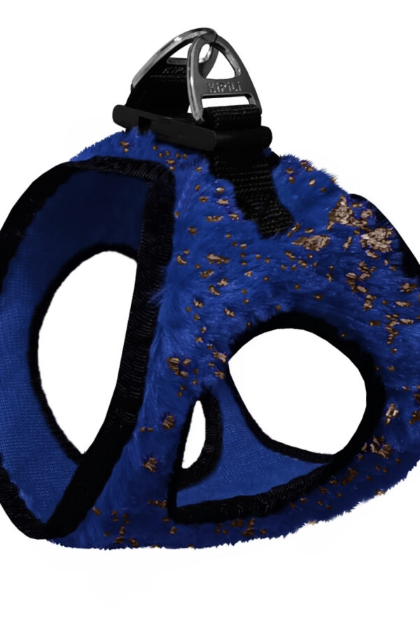 Üç Kilitli Simli Peluş Kedi Köpek Göğüs Tasması 20-24 cm -Small Lacivert