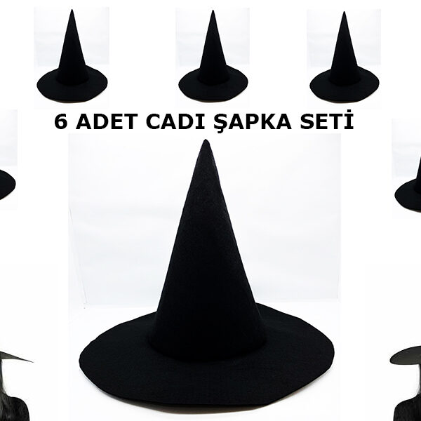 Siyah Cadı sı Keçe Yetişkin Boy 6 Adet
