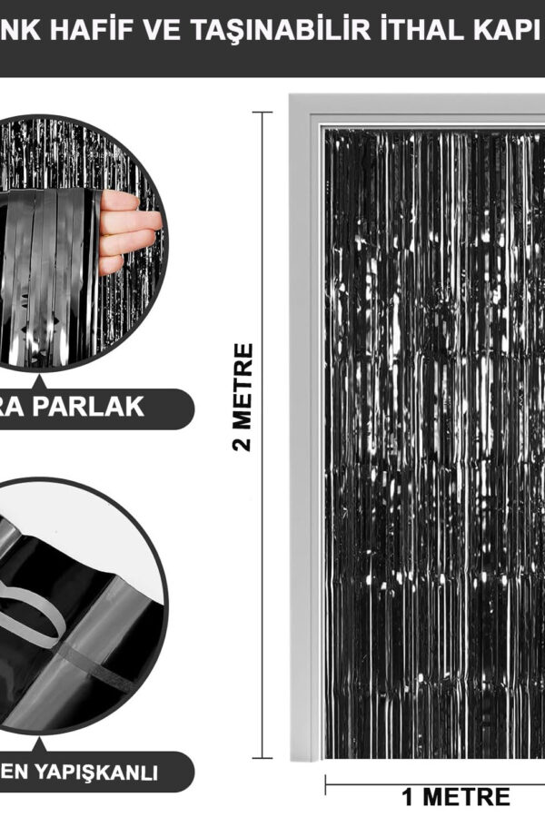 Siyah Renk Ekstra Metalize Parlak aklı Arka Fon Perde İthal A Kalite 1x2 Metre