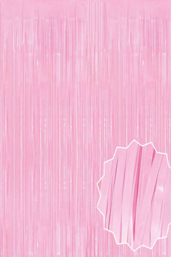 Soft Pembe Püsküllü Kapı Perdesi - Parti, Baby Shower, Cinsiyet Partisi 1x2 m