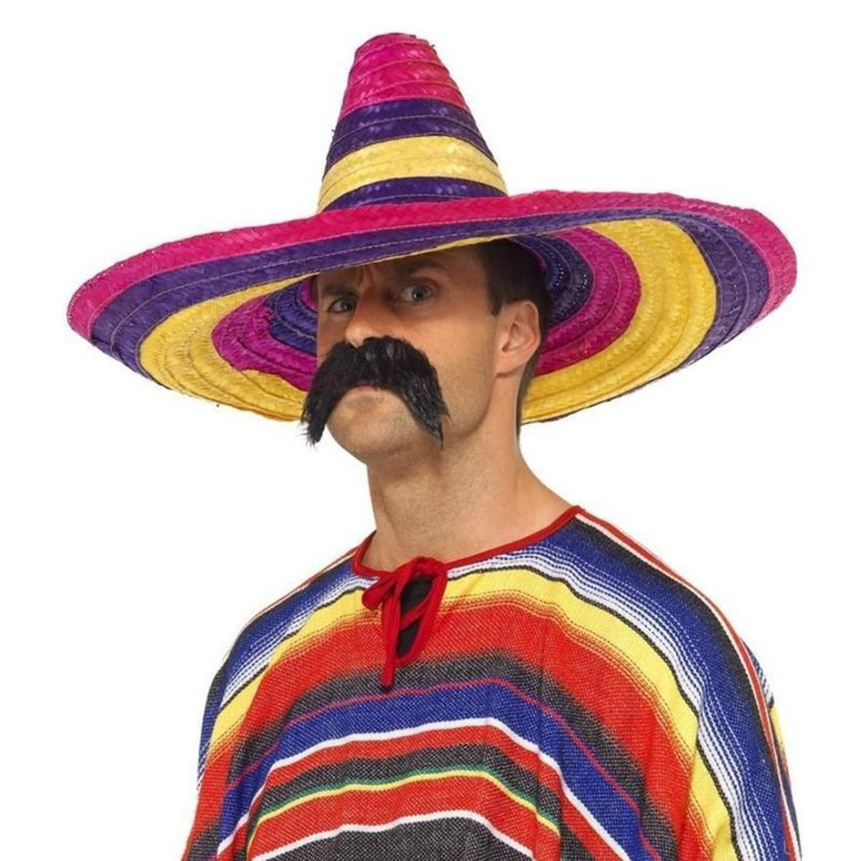 Sombrero Meksika sı Renkli Örme Hasır Yetişkin Boy