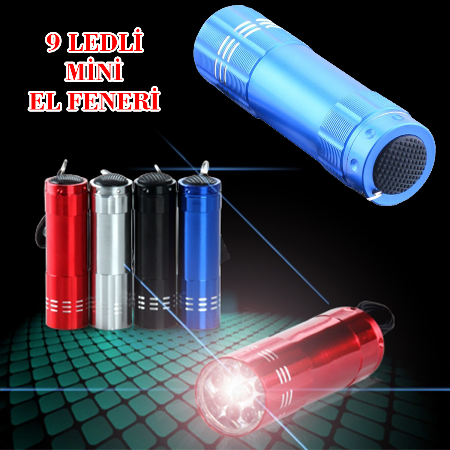 Süper Parlak 9 Ledli Metal Mini
