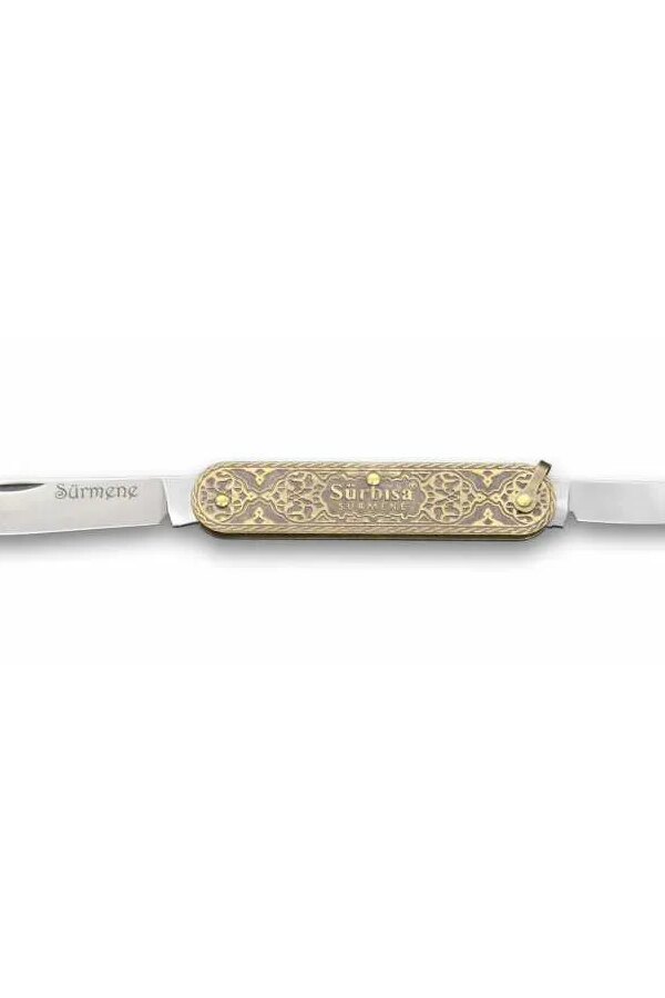 Sürbısa 61804 Pirinç İşlemeli Sürmene Çakısı 5,5 / 3,5 cm - Çift Bıçaklı