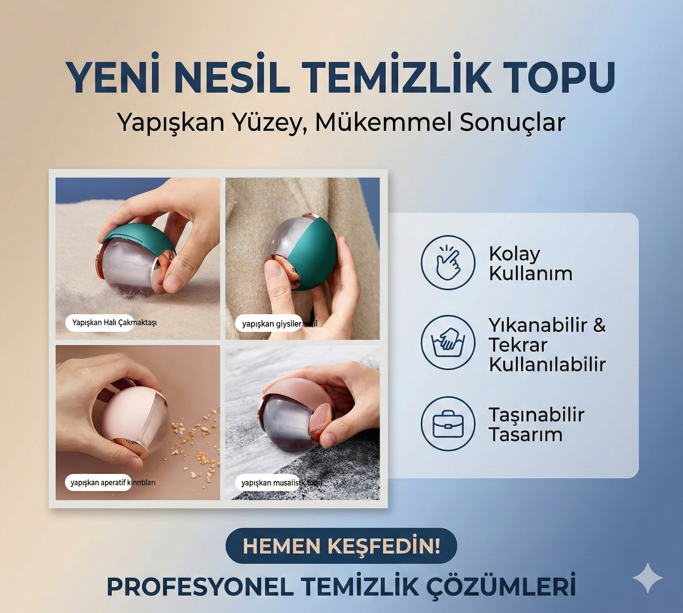 Taşınabilir Yıkanabilir Giysiler Yapışkan Topu - Görsel 4